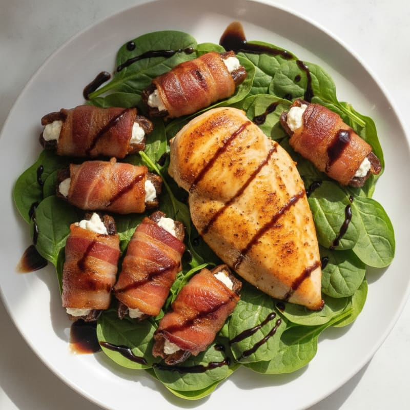 Bacon-Wrapped Dates and Chicken Power Plate