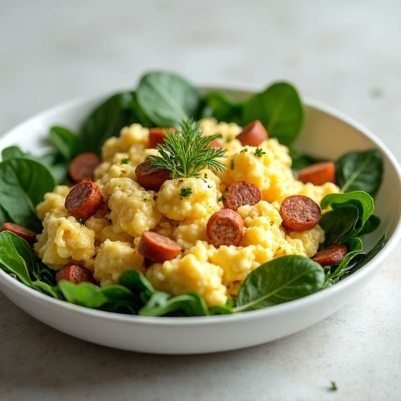 Egg White and Spinach Scramble with Turkey Sausage