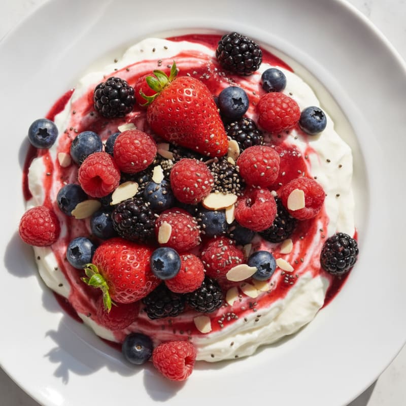 Silky Greek Yogurt Protein Pudding with Mixed Berries