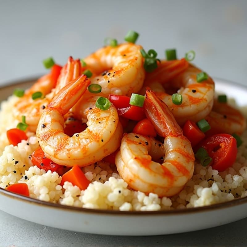 Spicy Shrimp and Chicken Cauliflower Rice Skillet
