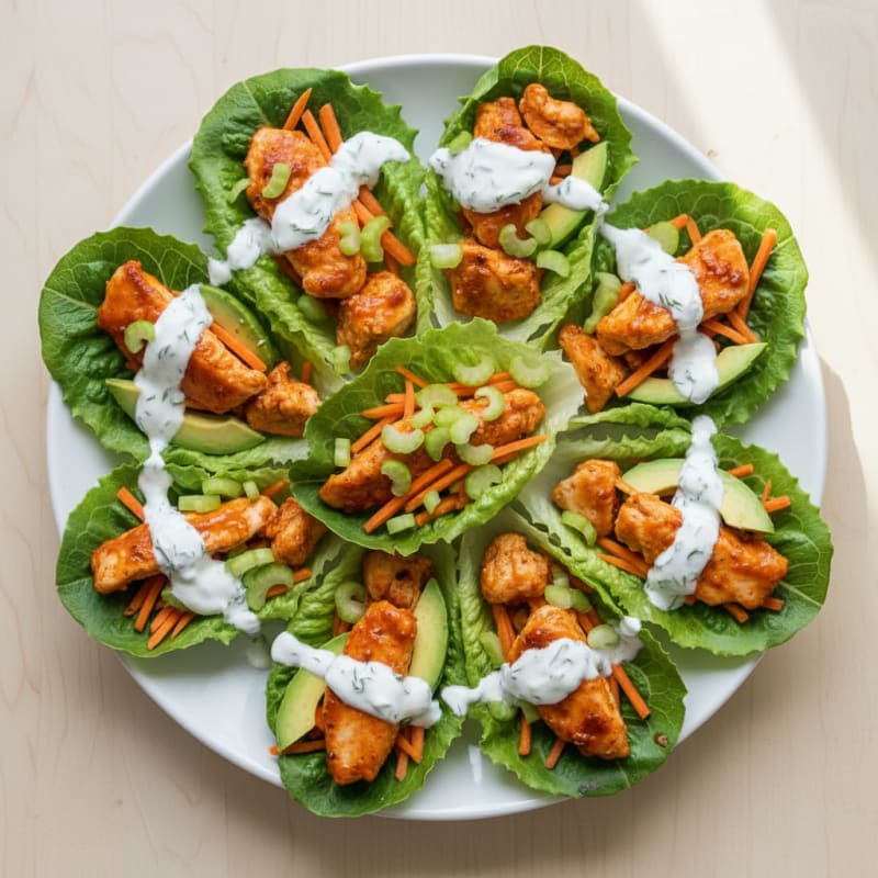 Buffalo Ranch Chicken Lettuce Wraps