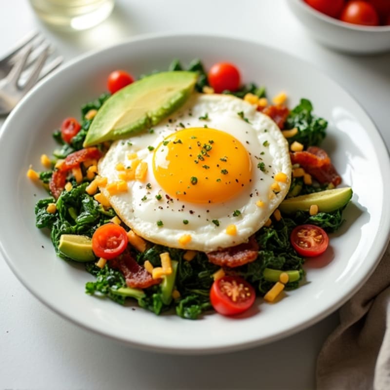 Egg White and Spinach Scramble with Turkey Bacon