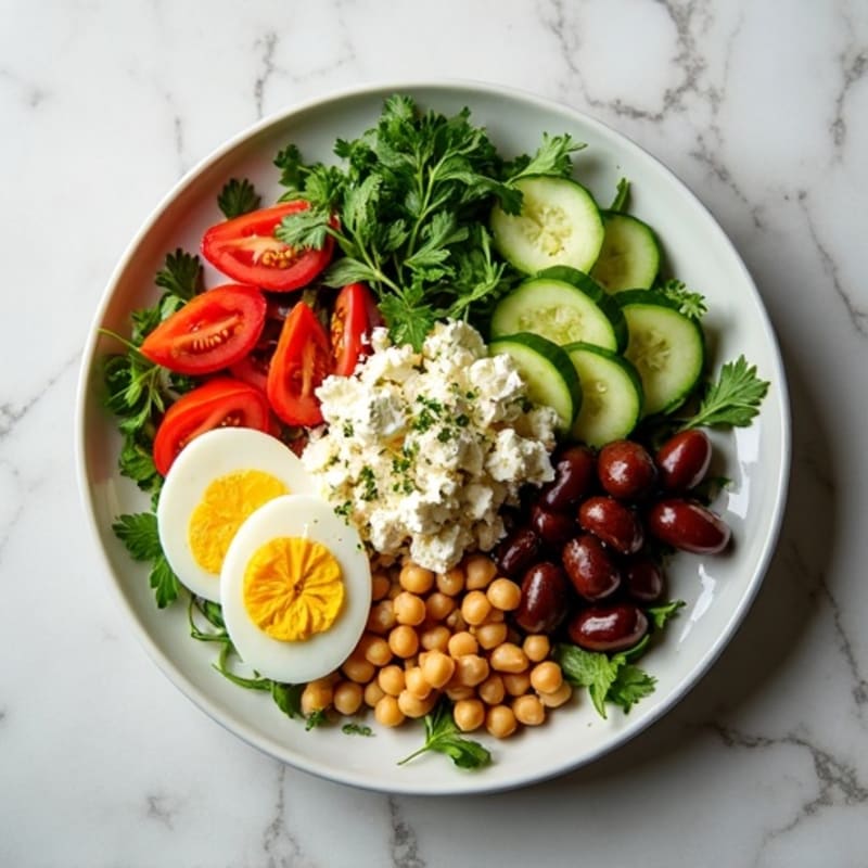 Fresh Mediterranean Chopped Salad with Herb-Marinated Feta