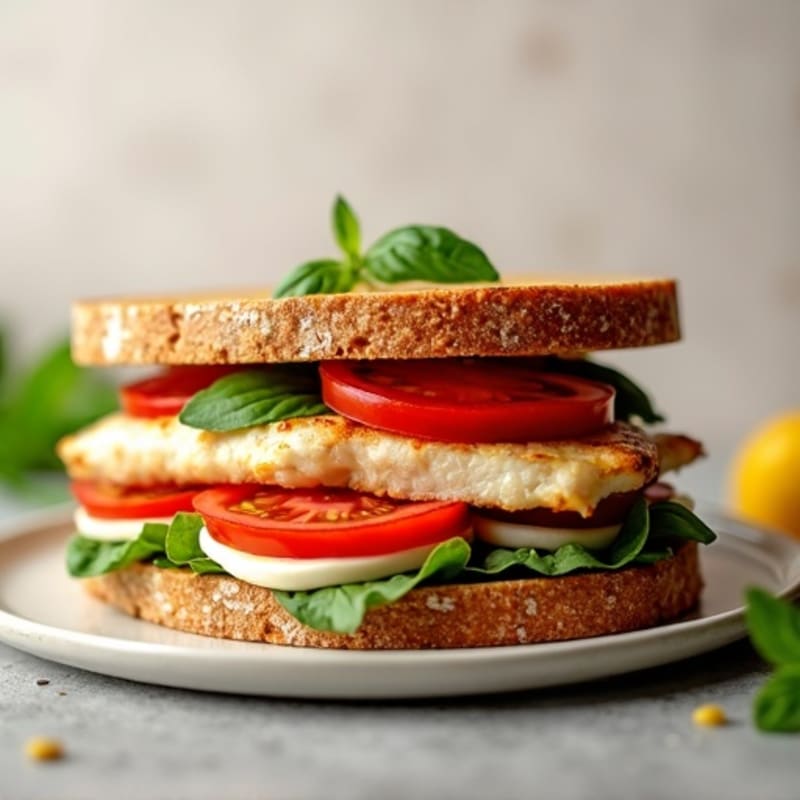 Healthy Grilled Tomato Mozzarella Basil Sandwich