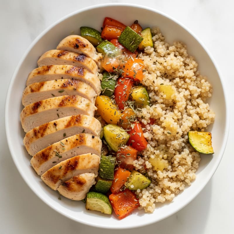 Grilled Chicken and Quinoa Bowl with Roasted Vegetables