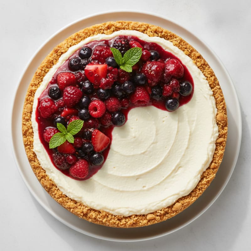 Greek Yogurt Protein Cheesecake with Mixed Berries