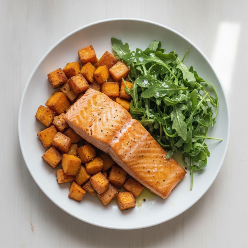 Pan-Seared Salmon with Roasted Sweet Potatoes