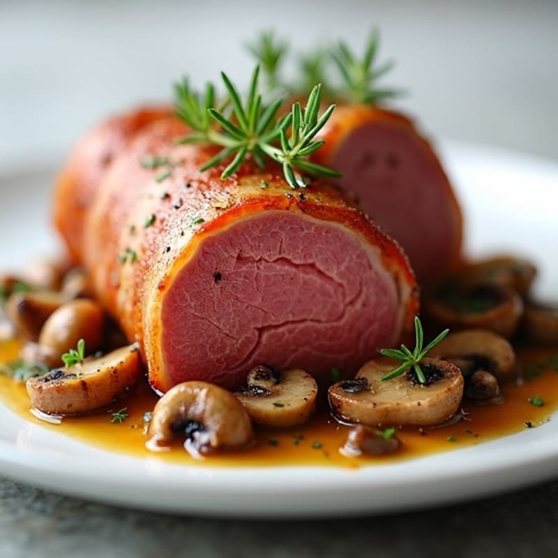 Crispy Prosciutto-Wrapped Beef Tenderloin with Savory Mushroom Duxelles