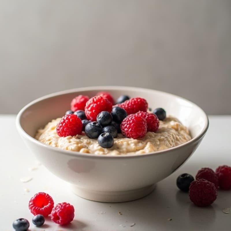 Creamy Oats with Protein Powder and Mixed Berries