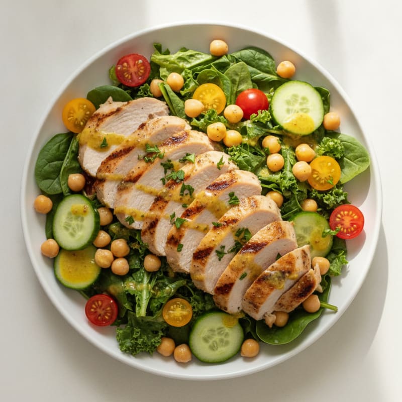 Grilled Turkey Breast Salad with Chickpeas and Lemon Vinaigrette