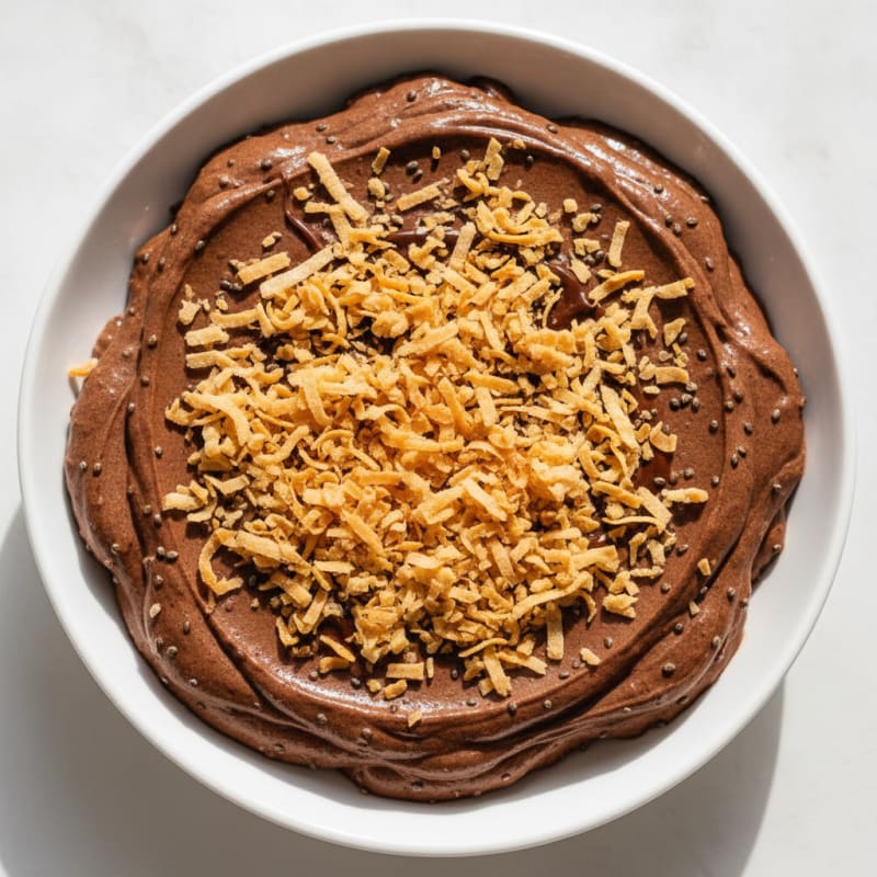 Silky Chocolate Protein Pudding with Toasted Coconut