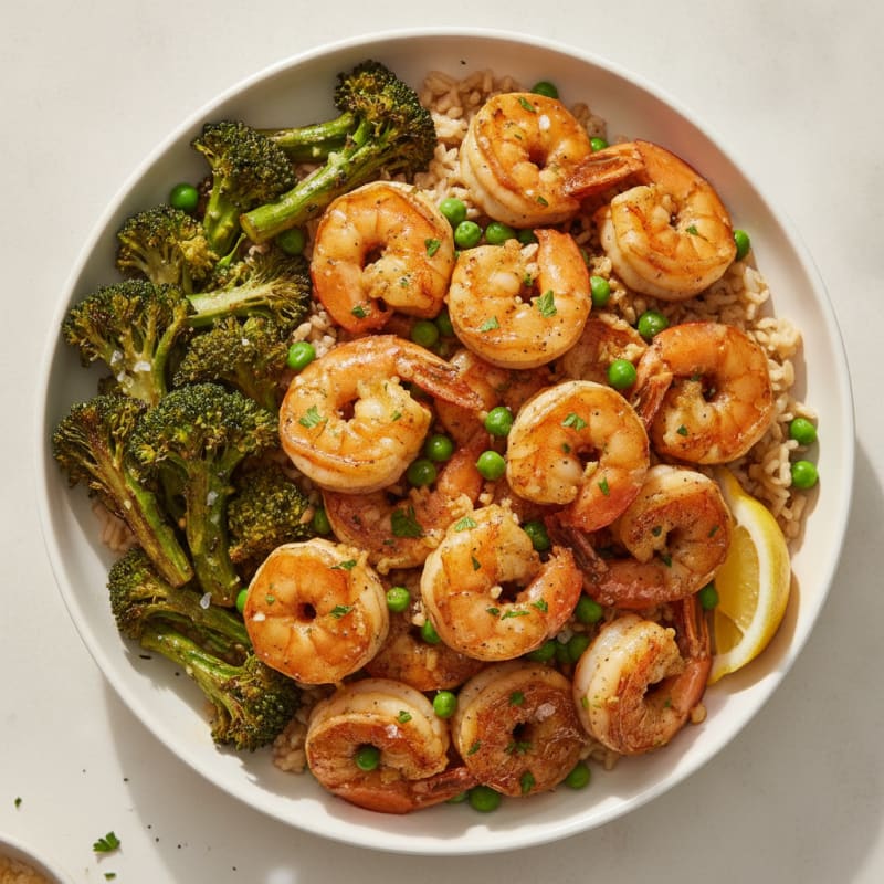 Garlic Butter King Prawns with Roasted Broccoli