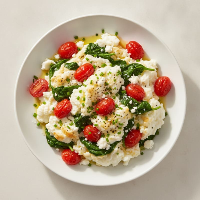 Egg White Scramble with Feta and Tomatoes