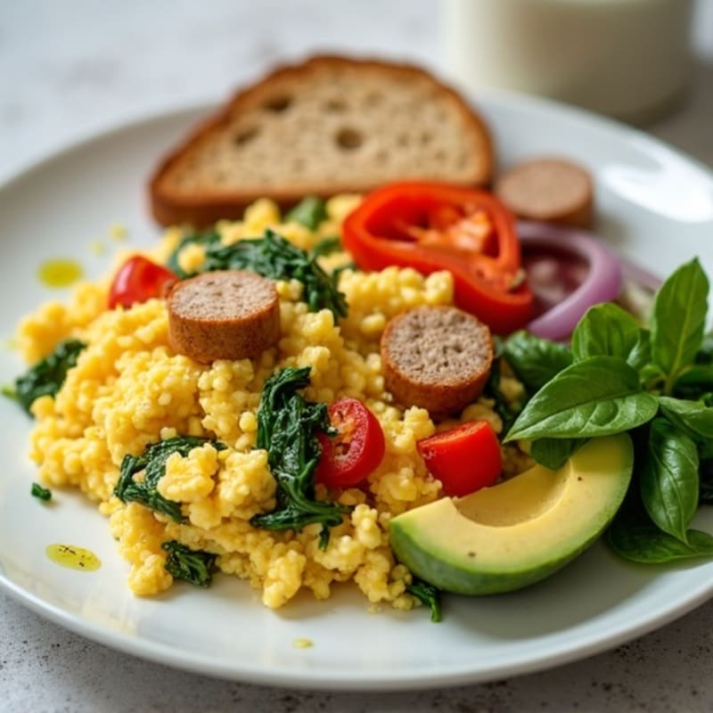 Egg White Veggie Scramble with Turkey Sausage