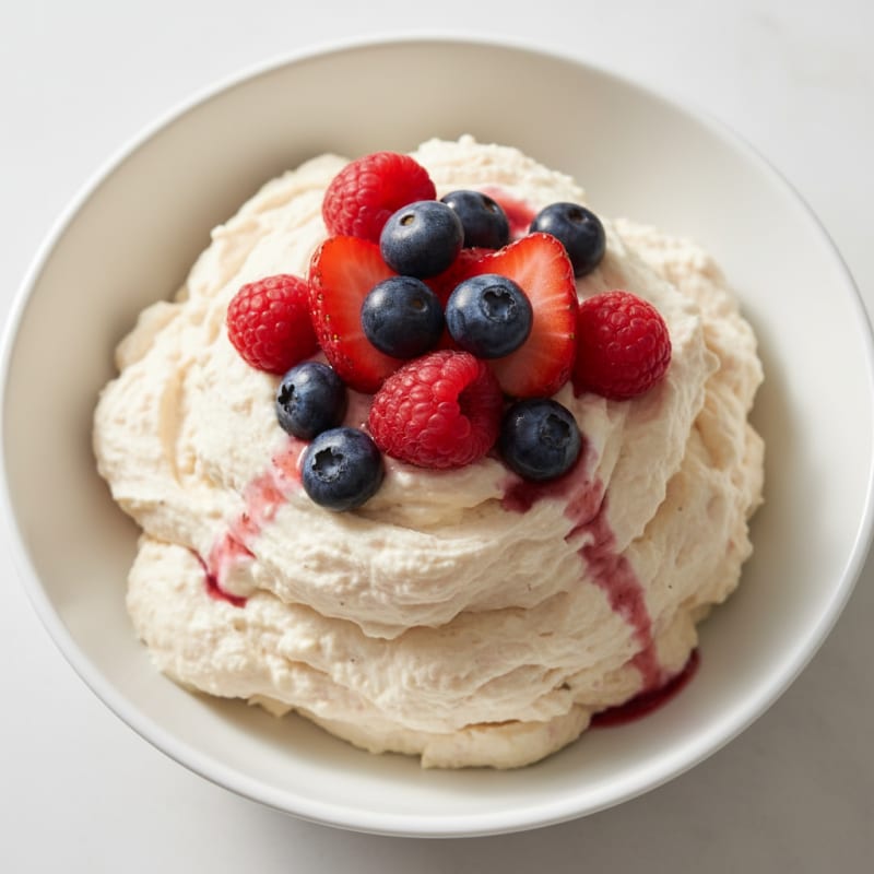 Chicken Protein Mousse with Greek Yogurt and Mixed Berries