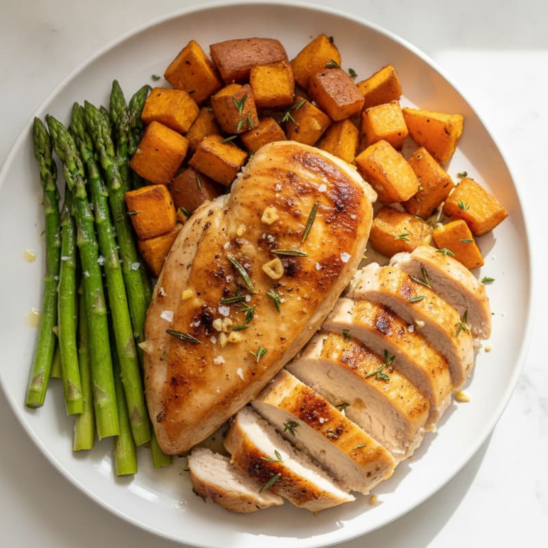Lemon Herb Roasted Chicken with Asparagus