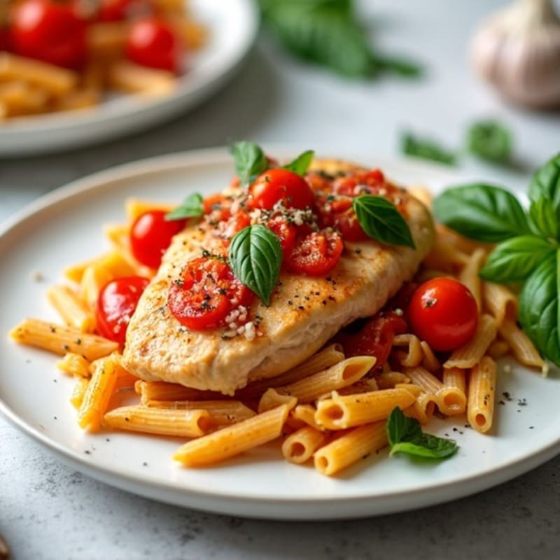 Chicken with Fresh Tomato Basil Sauce and Protein Pasta