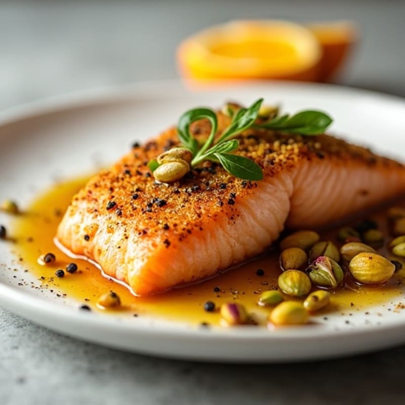 Crispy Pistachio-Crusted Salmon with Citrus-Ginger Glaze