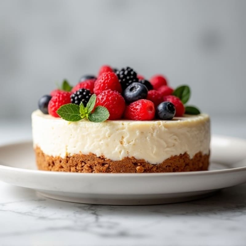 Greek Yogurt Protein Cheesecake with Fresh Berries