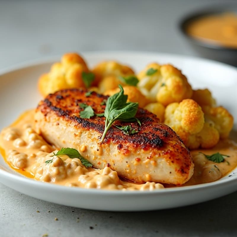 Creamy Spiced Chicken with Roasted Cauliflower