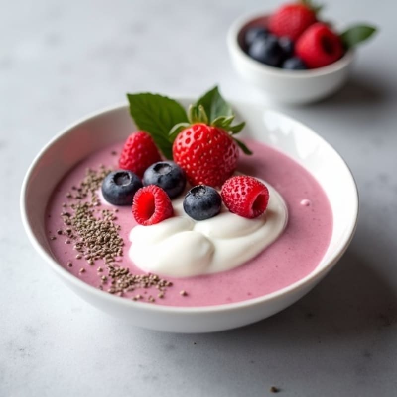 Silky Greek Yogurt Protein Pudding with Mixed Berries