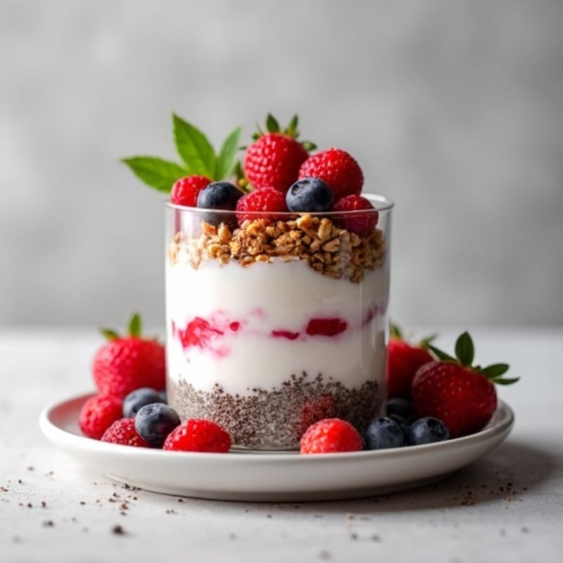 Creamy Greek Yogurt Parfait with Mixed Berries and Protein Granola