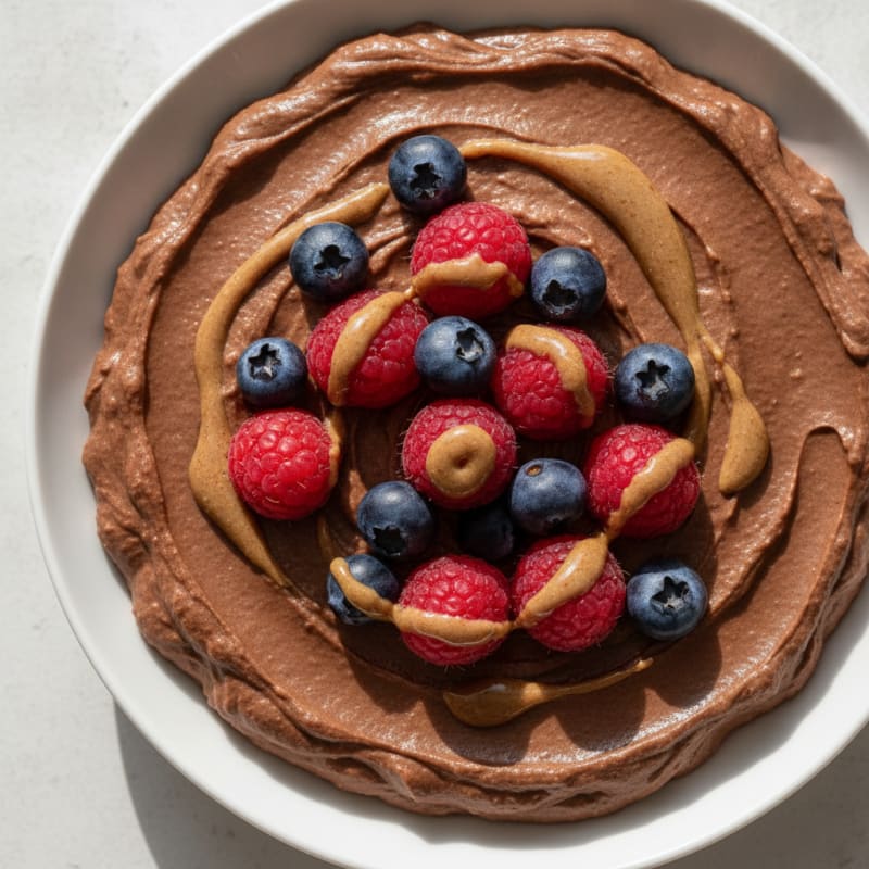 Silky Chocolate Protein Pudding with Mixed Berries