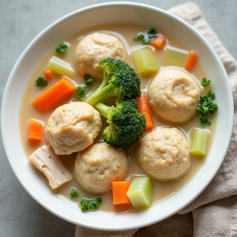 Creamy Chicken and Vegetable Soup with Healthy Dumplings