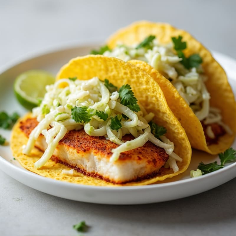 Crispy Baked Fish Tacos with Lime Slaw