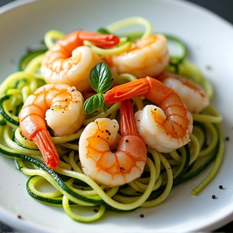 Tender Garlic Butter Shrimp with Zucchini Noodles