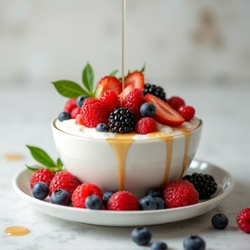 Creamy Greek Yogurt with Fresh Berries and Honey