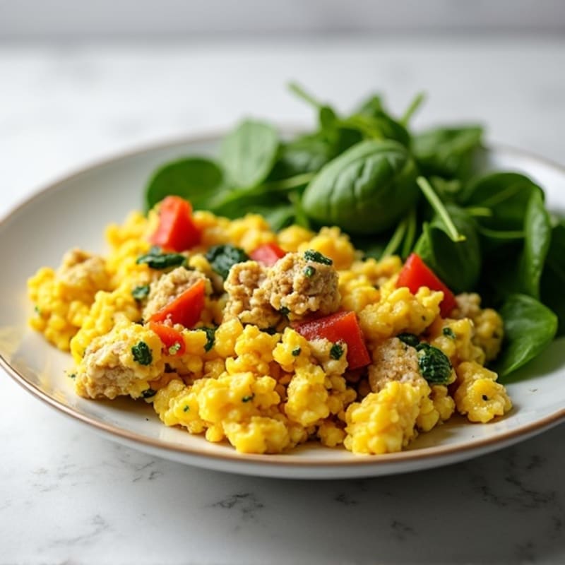 Egg White and Turkey Scramble with Spinach
