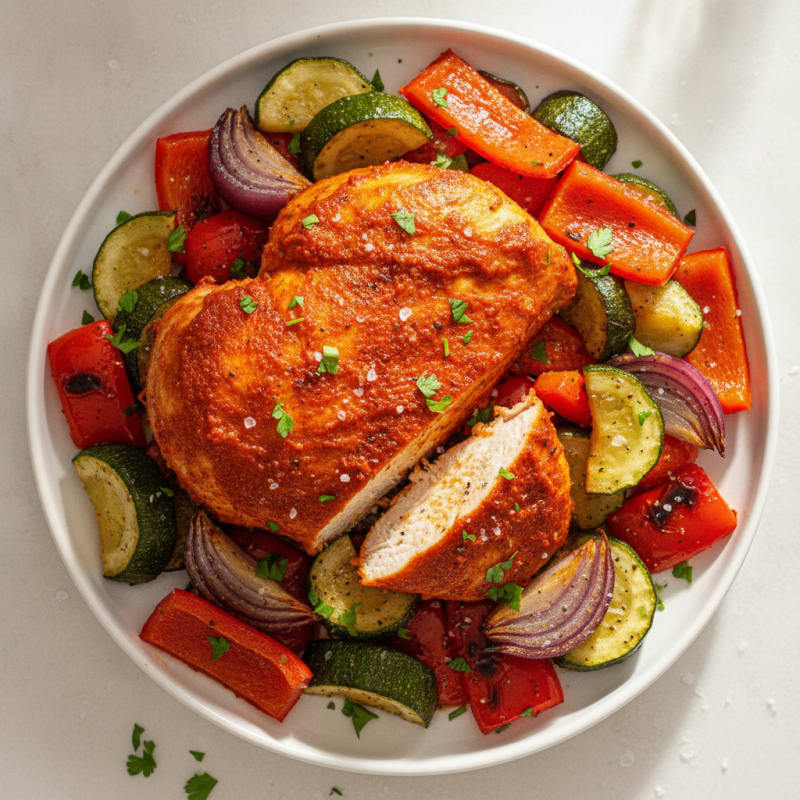 Spicy Harissa Chicken with Roasted Vegetables