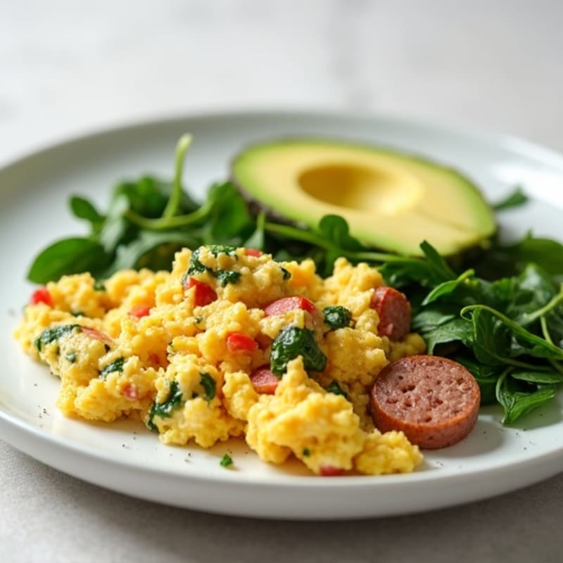 Egg White Scramble with Spinach and Turkey Sausage