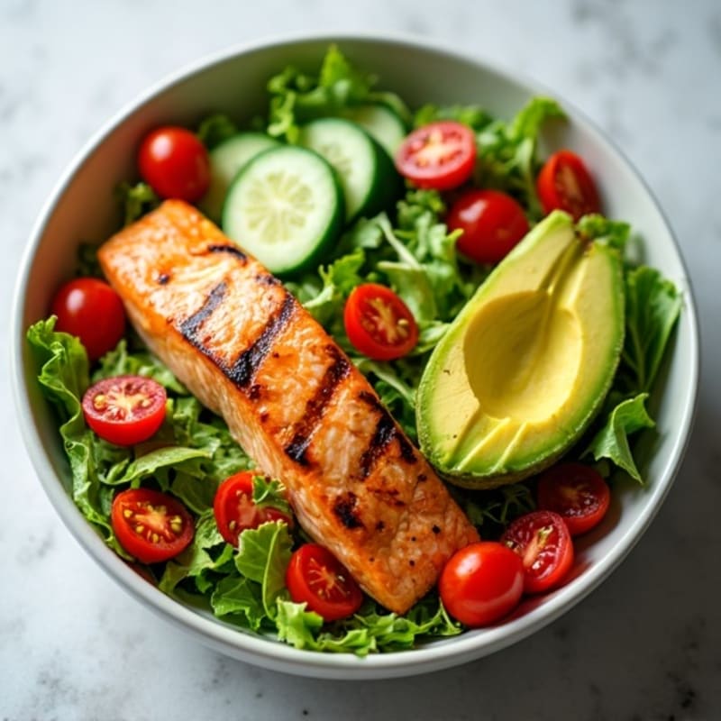 Grilled Salmon and Avocado Salad Bowl