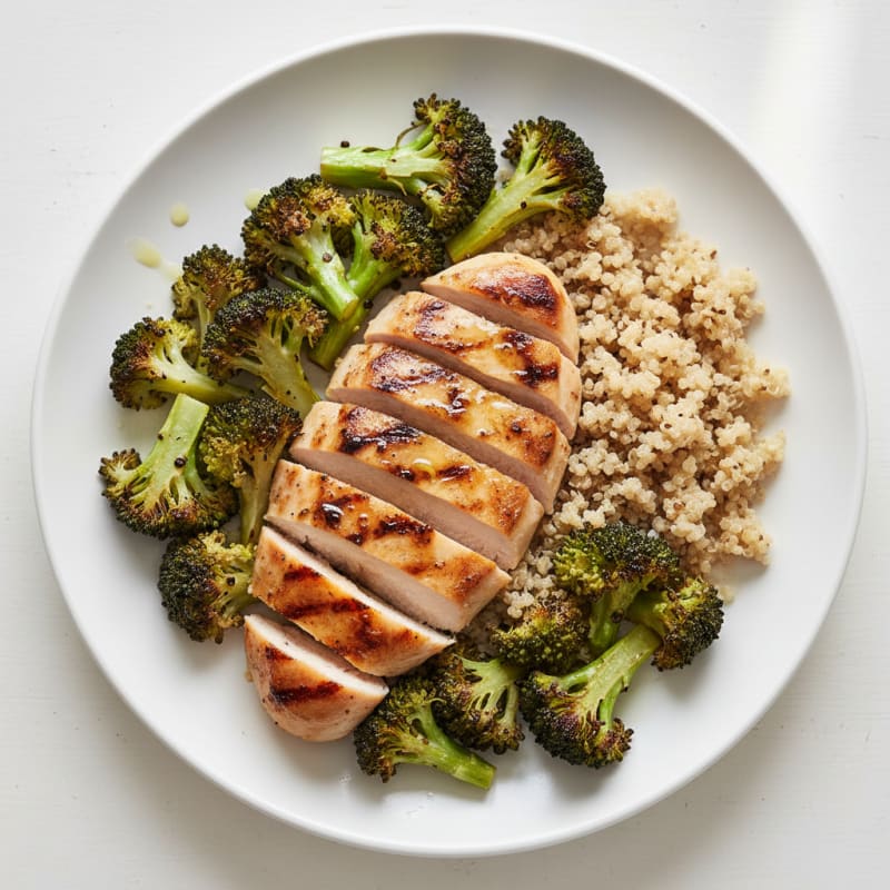 Grilled Chicken Breast with Roasted Broccoli and Quinoa
