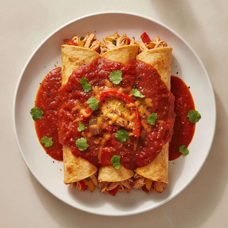 Chicken Enchiladas with Red Sauce