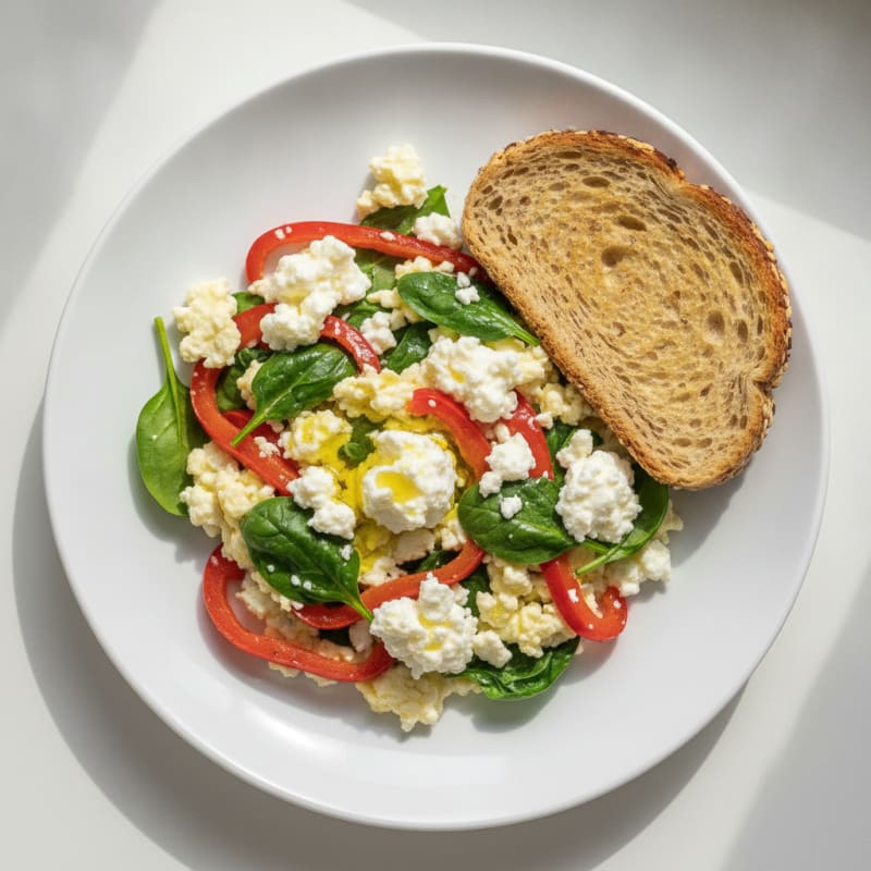Egg White Veggie Scramble with Cottage Cheese