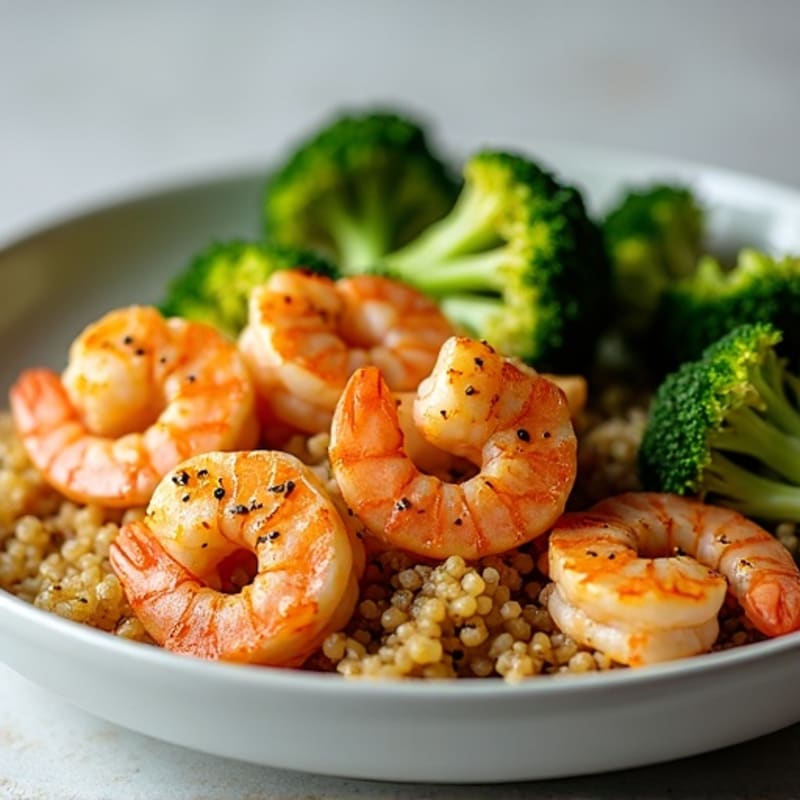 Pan-Seared Shrimp with Roasted Broccoli and Quinoa