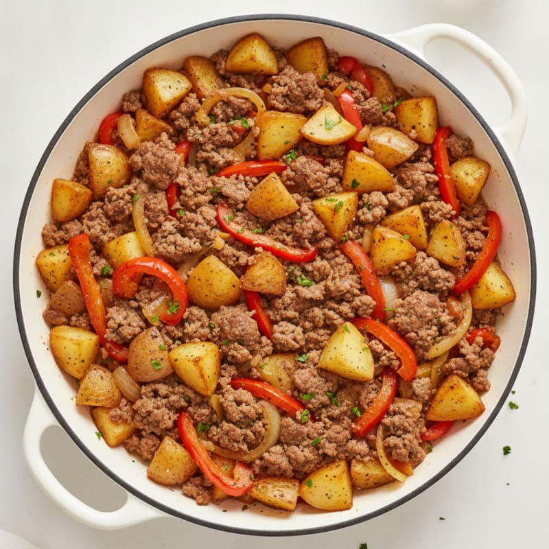 Ground Beef and Roasted Potatoes Skillet