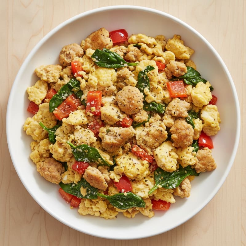 High-Protein Turkey Sausage and Veggie Scramble