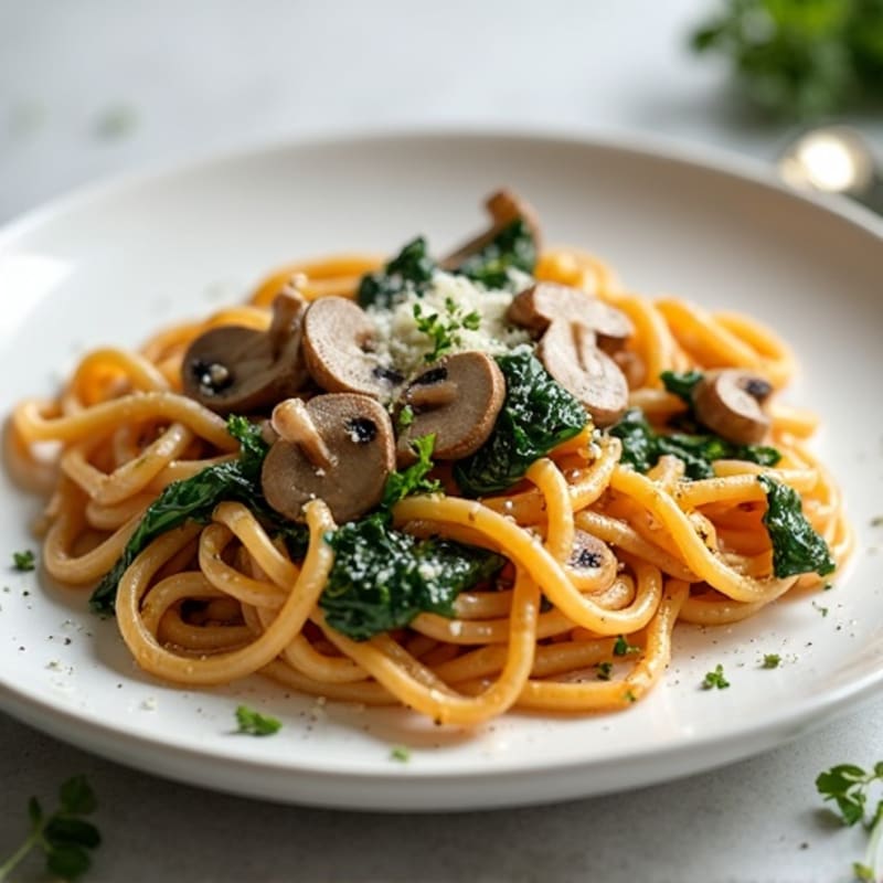 Creamy Parmesan Mushroom Red Lentil Pasta