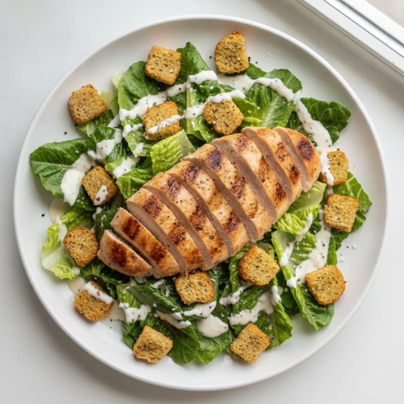 Chicken Caesar Salad with Garlic Croutons