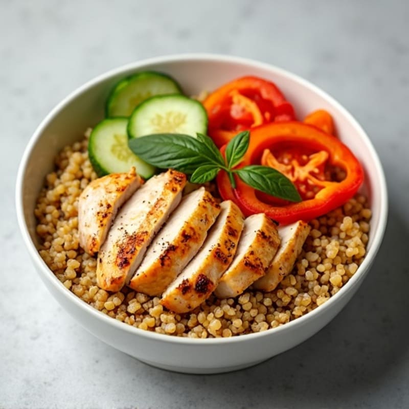 Grilled Chicken and Quinoa Bowl with Crunchy Vegetables