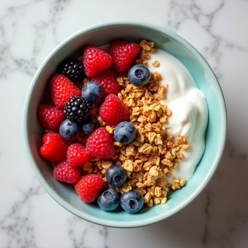 Granola Crunch Bowl with Creamy Greek Yogurt and Fresh Berries