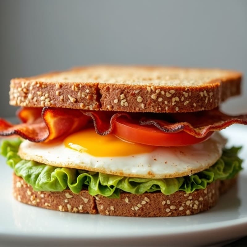 Creamy Avocado, Crispy Bacon, and Fresh Tomato Whole Grain Sandwich