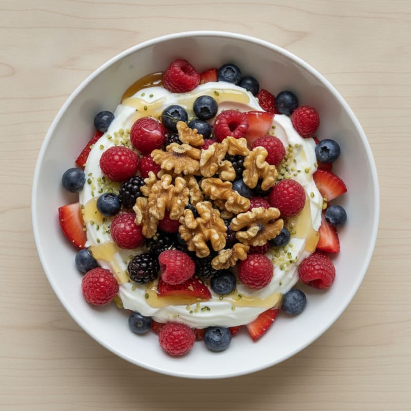 Silky Greek Yogurt Protein Bowl with Mixed Berries