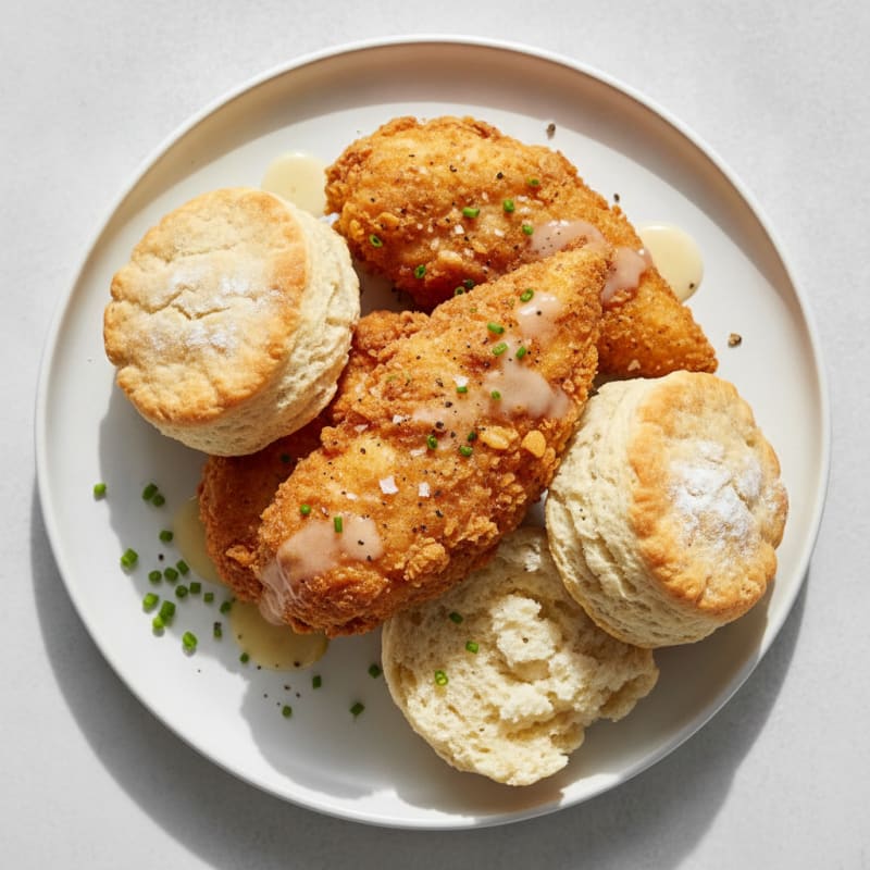 Buttermilk Fried Chicken with Fluffy Biscuits