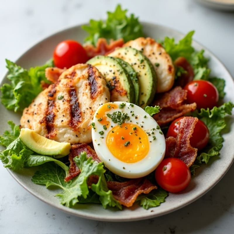 Grilled Chicken Cobb Salad with Fresh Greens and Crispy Bacon