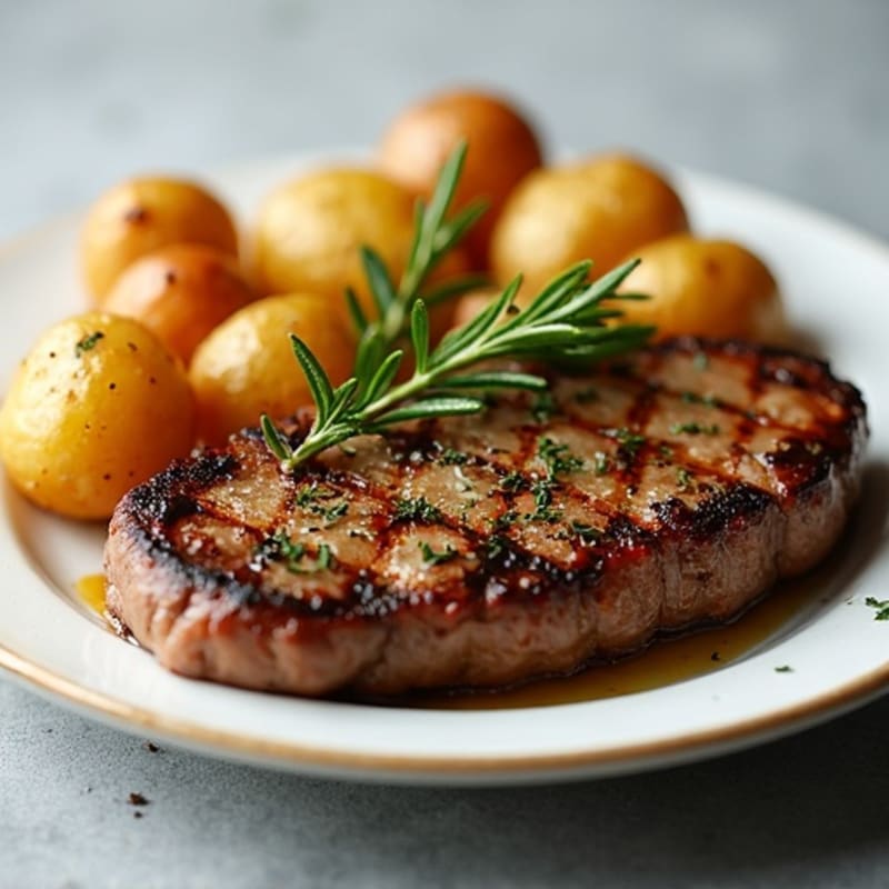 Herb-Garlic Butter Seared Steak with Roasted Baby Potatoes